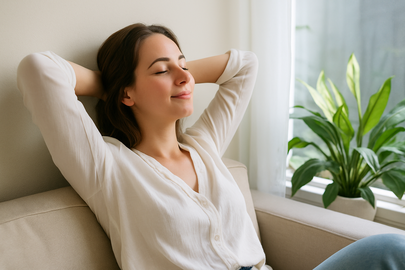femme relex sur fauteuil